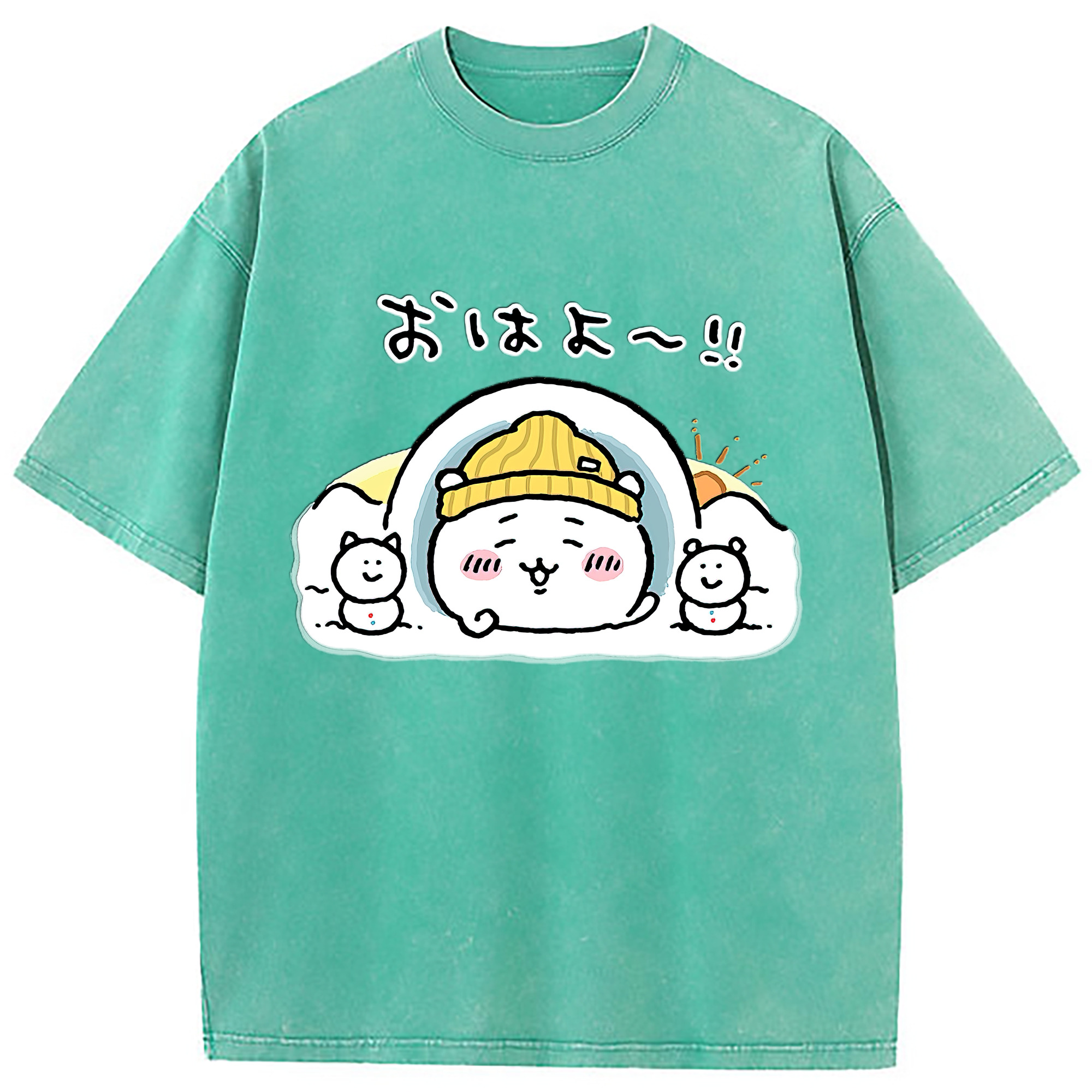 （画像用） ちいかわ ちいかわ Chii-kawa chiikawa 綿100% ヴィンテージ風 半袖Tシャツ（フロントプリント）
